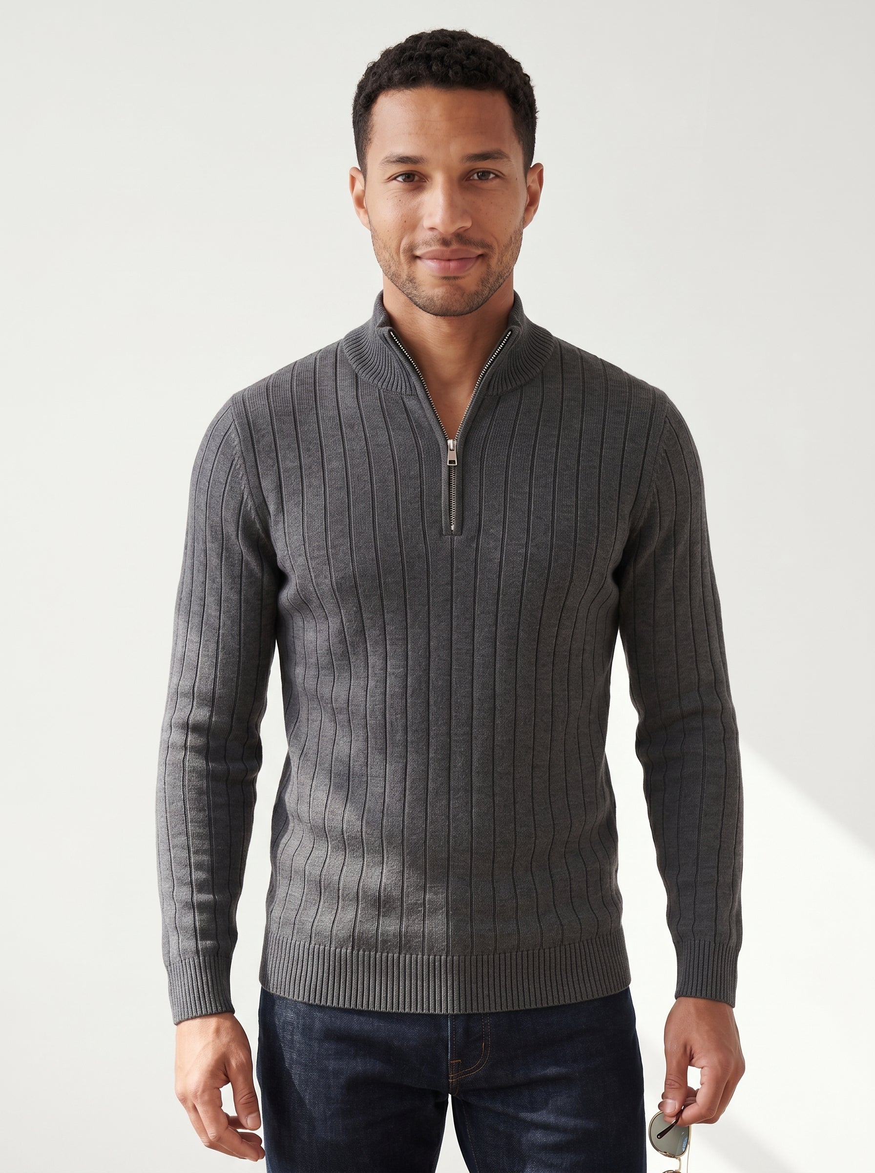 Men’s Ribbed Quarter Zip Sweater