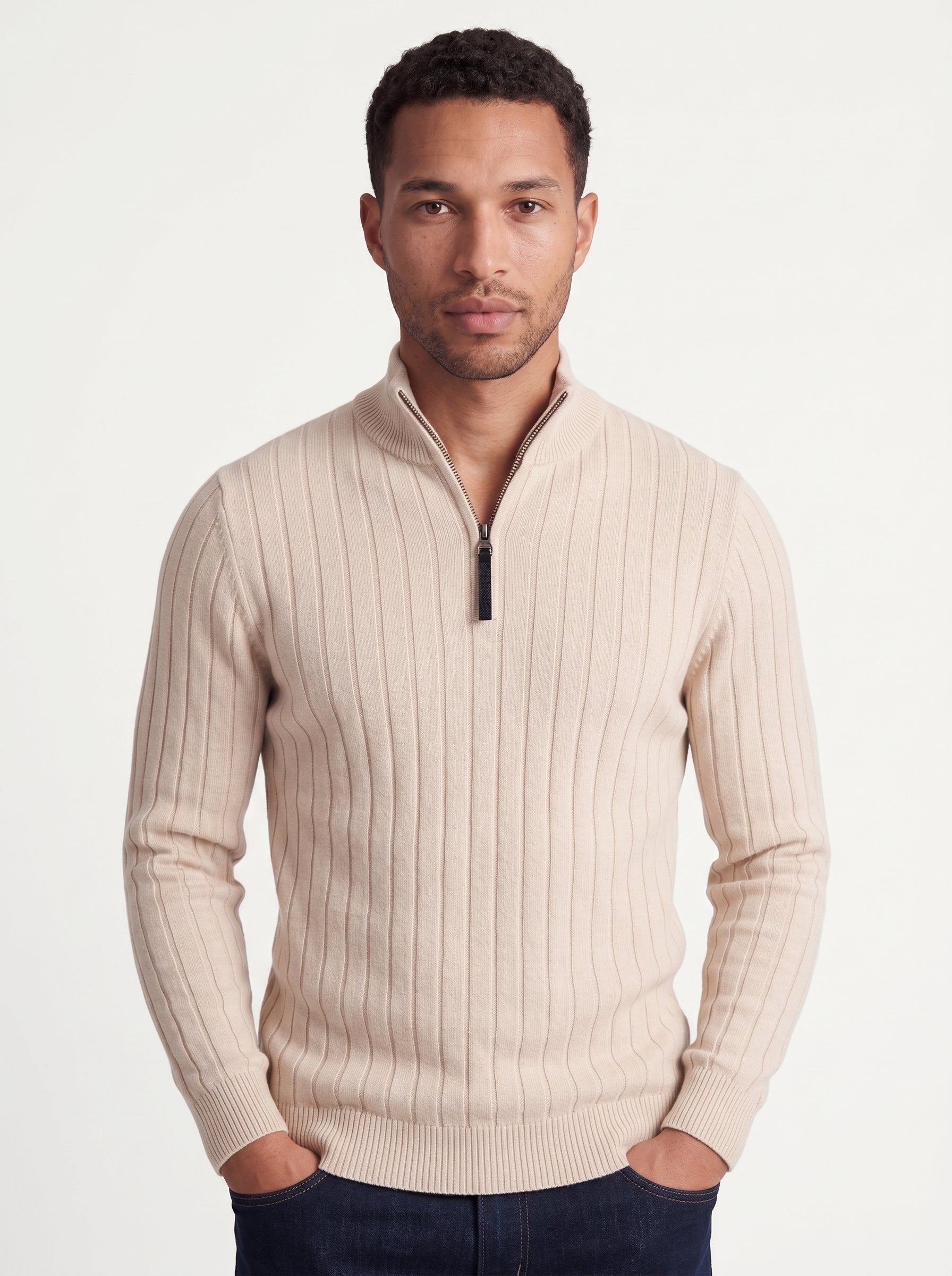 Men’s Ribbed Quarter Zip Sweater