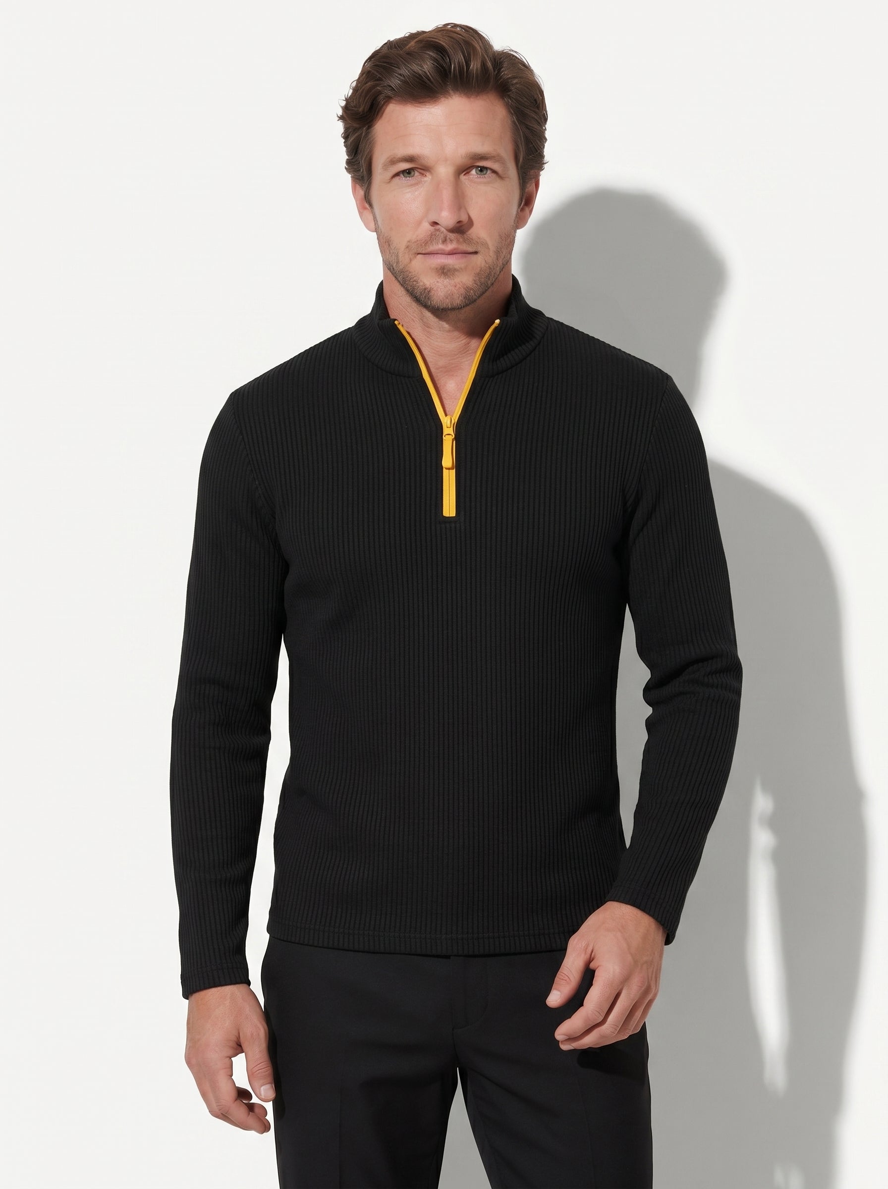 Men’s Waffle Knit Quarter Zip Pullover
