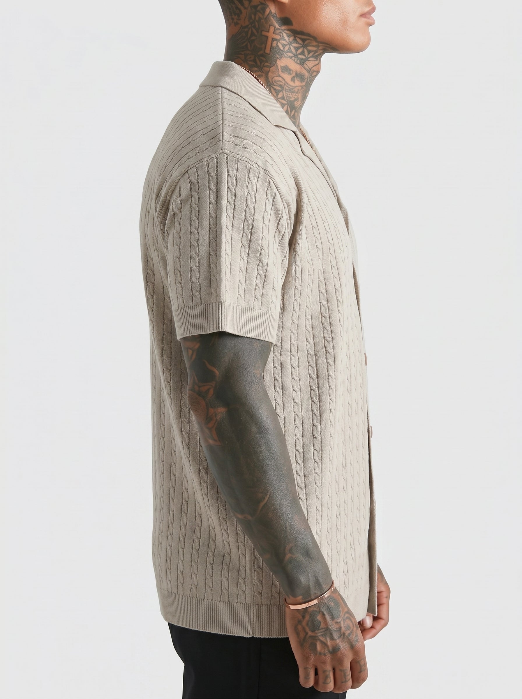 Men’s Knit Button-Up Short Sleeve Shirt