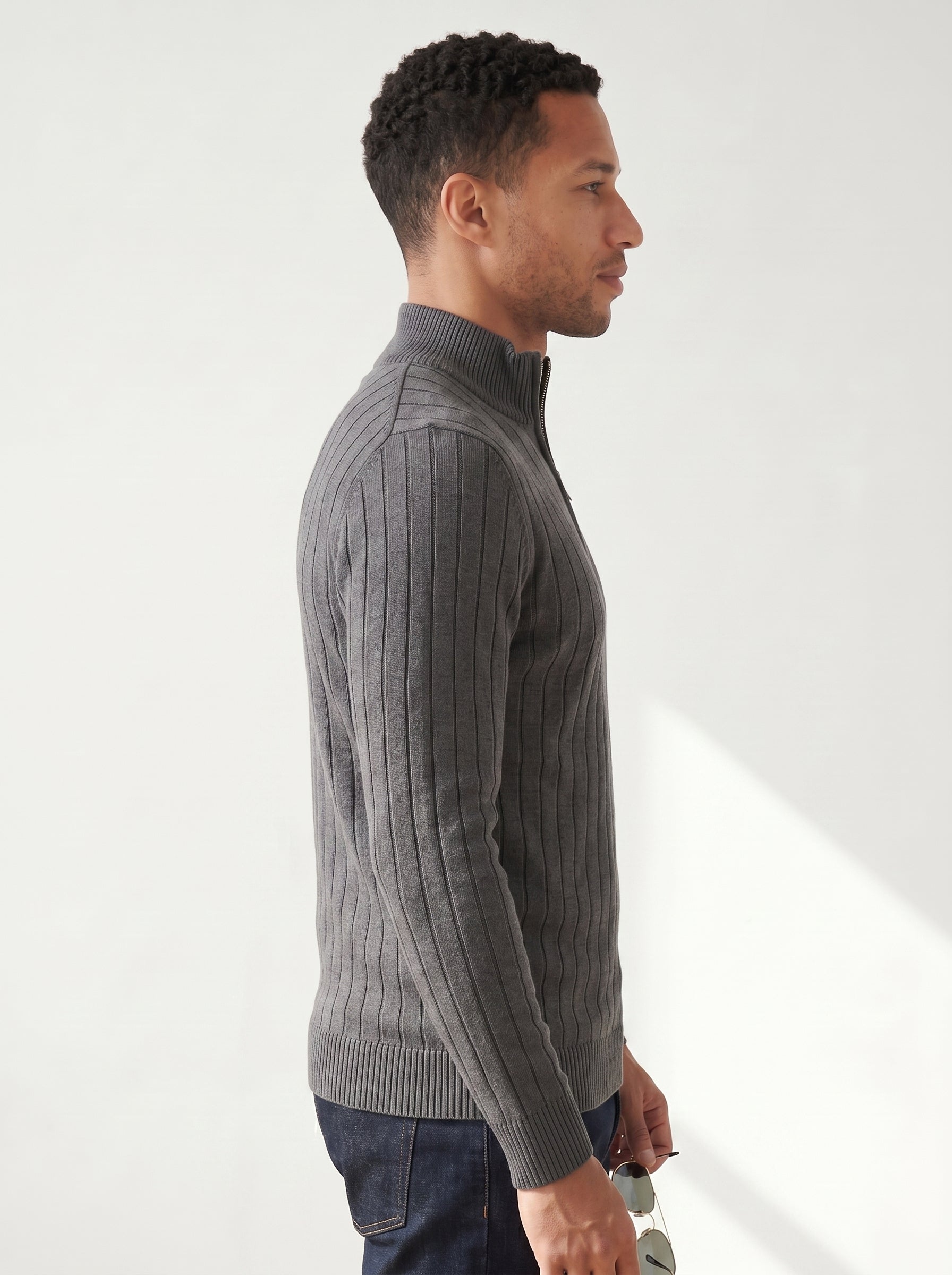 Men’s Ribbed Quarter Zip Sweater